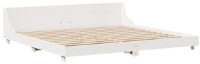 Cama sem colchão 200x200 cm madeira de pinho maciça branco