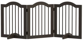 PawHut Barreira de Segurança Dobrável para Cães Pequenos Barreira de Proteção para Animais de Estimação 154,5x29,5x61 cm Marrom Escuro | Aosom Portugal