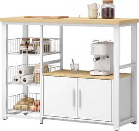 Móvel de Arrumação de Cozinha para Micro-ondas, 100 x 35 x 80 cm, 3 Cestos Deslizantes, Branco