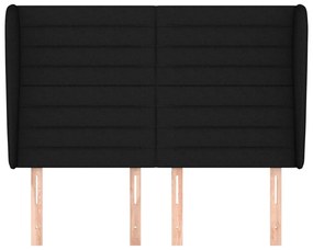 Cabeceira de cama c/ abas tecido 147x23x118/128 cm preto