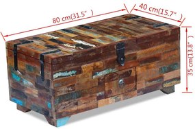Mesa de centro baú/caixa 80x40x35cm madeira reciclada maciça