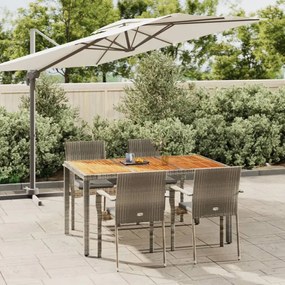 vidaXL 5 pcs conjunto de jantar p/ jardim c/ almofadões vime PE cinza