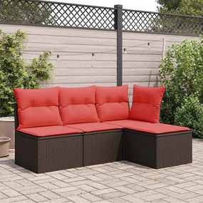 vidaXL Banco de jardim com almofada marrom 55x55x37 cm vime sintético
