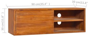 Armário de parede para TV 180x30x30 cm madeira de teca maciça
