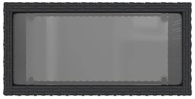 Mesa de apoio jardim c/ tampo vidro 58x27,5x55 cm vime PE preto