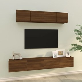 3114533 vidaXL Conjunto móveis de TV 4pcs madeira processada carvalho castanho
