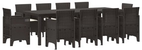 vidaXL Conjunto de Jantar para Jardim 11 pcs Castanho Polipropileno