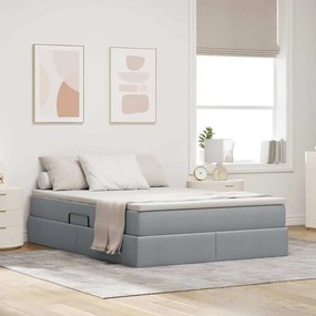 vidaXL Cama com arrumação e colchão Cinzento-claro 140 x 190 cm