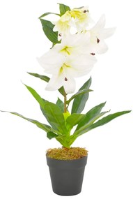 280163 vidaXL Planta lírio artificial com vaso 65 cm branco