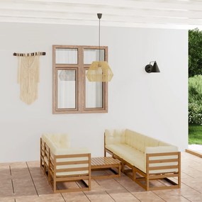 vidaXL 8 pcs conjunto lounge de jardim com almofadões pinho maciço