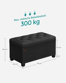 Banco com espaço de arrumação 40 x 76 x 40 cm Preto