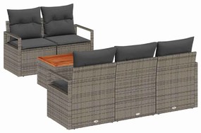 Conjunto de Sofá de Jardim Cinza 6 pcs Cinzeto Médio