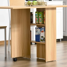 Mesa de Sala de Jantar Dobrável com Rodas Mesa Multifuncional para Sala de Jantar com 3 Formas 140x80x74cm Madeira