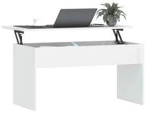 Mesa de Centro Beira Elevatória de 102 cm - Branco - Design Moderno
