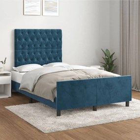 Estrutura de cama sem colchão 120x200 cm veludo azul