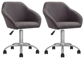 vidaXL Cadeiras de jantar giratórias 2 pcs tecido cinzento-acastanhado
