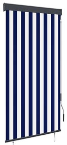 vidaXL Estore de rolo para exterior 80x250 cm azul e branco