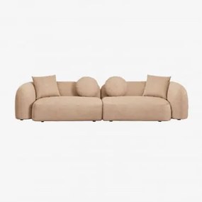 Sofá Modular De 2 Peças Em Chenille Coco Tecido De Chenille Espesso Castanho Latte - Sklum