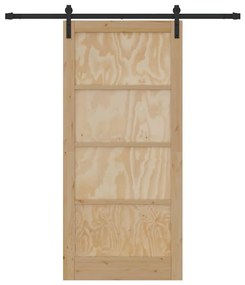 Porta Deslizante vidaXL com Conjunto de Ferragens 93x202 cm Madeira Só
