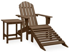 vidaXL Cadeira de jardim Adirondack c/ otomano e mesa abeto castanho