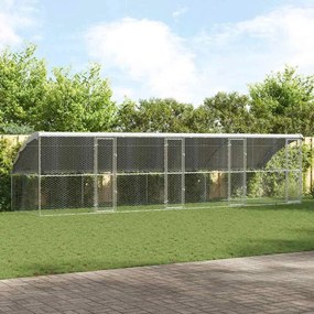 vidaXL Canil de Cachorro 4 pcs Prateado 8 x 2 x 2 m Aço galvanizado