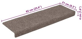 Tapetes de escada autoadesivos 30 pcs 65x21x4 cm creme