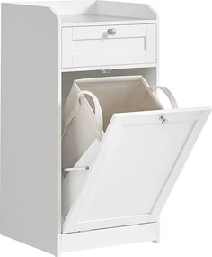 Armário de casa de banho com cesto para roupa suja 40 x 40 x 80,2 cm Branco