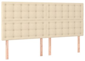 Cama box spring c/ colchão e LED 200x200 cm tecido cor creme