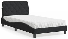 Cama com colchão 100x200 cm veludo preto