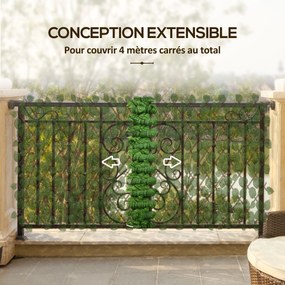 Conjunto de 2 sebes artificiais 2 x 1 m em treliça extensível - Proteção visual com folhagem realista, Verde