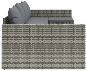 2 pcs conjunto lounge de jardim c/ almofadões vime PE cinzento
