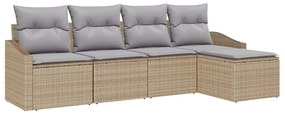 Conjunto de Jantar para Jardim com Almofadas em Rattan Sintético Bege