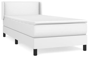 Cama com molas/colchão 90x200 cm couro artificial branco