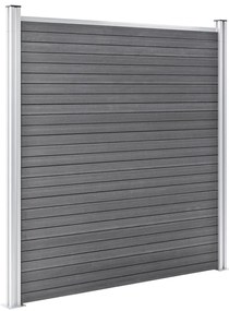 Painel vedação WPC 2 quadrados + 1 inclinado 446x186cm cinzento