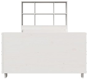Cama com estante sem colchão 90x200 cm madeira maciça branco