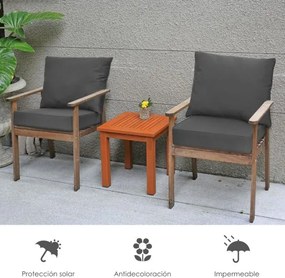 Conjunto de 2 almofadas amovíveis (CADEIRA NÃO INCLUIDA) para movéis de jardim com fitas antiderrapantes e enchimento macio Cinzento