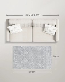 Tapete boho elegante 150x80 cm para uma decoração acolhedora da sala de estar Cinzento