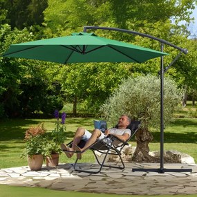 Guarda-sol cantilever em alumínio inoxidável Ø300cm Proteção UV 50+ verde