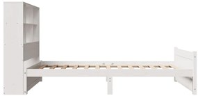 Cama com estante sem colchão 90x200 cm pinho maciço branco