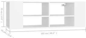 Armário de parede para TV 102x35x35 cm derivados madeira branco