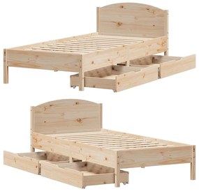 Cama sem colchão 75x190 cm madeira de pinho maciça