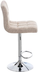 Conjunto de 2 bancos de bar Peru em tecido e com estrutura cromada 46 x 94-114 x 47 cm Creme