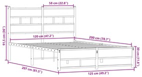Estrutura de cama sem colchão 120x200 cm metal carvalho sonoma