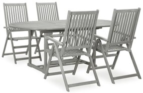 5 pcs conjunto de jantar jardim madeira acácia maciça cinzento