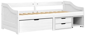 Sofá-cama com 3 gavetas 90x200 cm madeira de pinho maciça IRUN