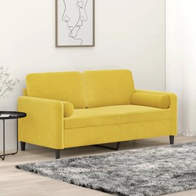 vidaXL Sofá 2 lugares c/ almofadas decorativas 140 cm veludo amarelo