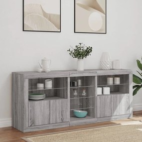 Aparador com luzes LED 162x37x67 cm cinzento sonoma