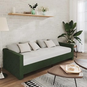 vidaXL Sofá-cama c/ colchão e saída USB 90x200 cm tecido verde-escuro
