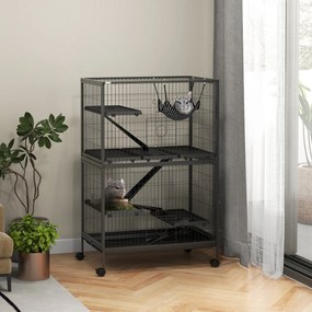 PawHut Gaiola para Roedores 80x52x128 cm Casa de 4 Alturas com Rampas