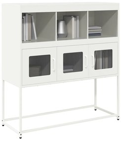 vidaXL Aparador 100,5x39x107 cm aço laminado a frio branco
